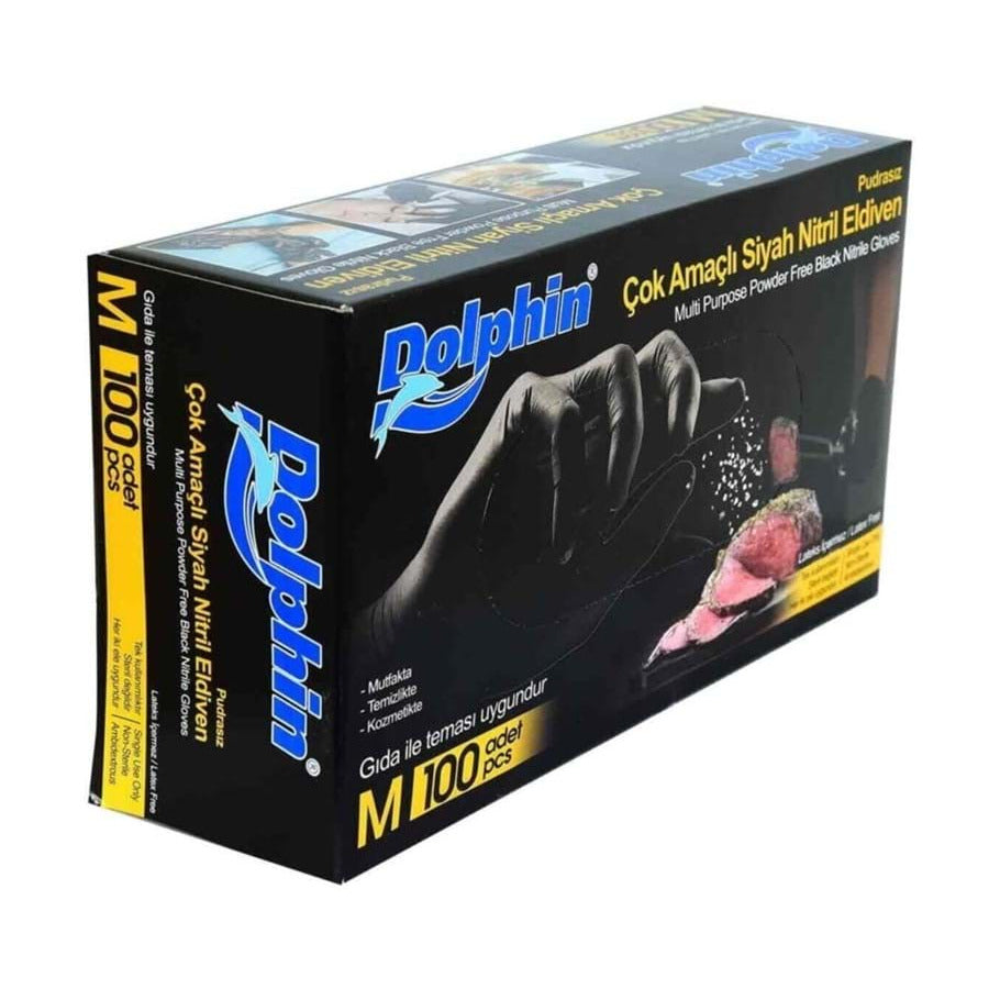 Dolphin Siyah Nitril Eldiven 100'lü